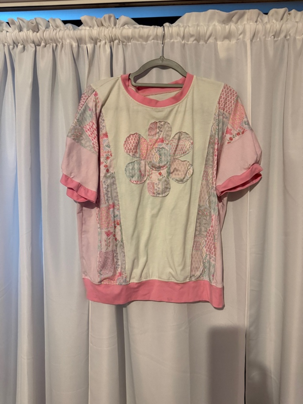 Pink Patchwork Flower Tee PTP: 24